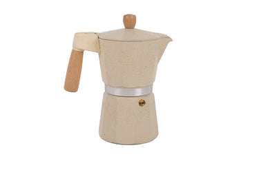 Cafetera Italiana de Inducción 6 Tazas | Aluminio con Mango de Madera | Apta para Todo Tipo de Cocinas